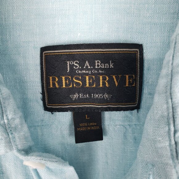 Jos A Bank Aqua Linen Long Sleeve Button Up Shirt Beach Coastal Size Large - Picture 4 of 7